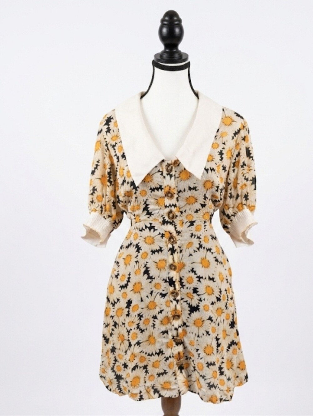 Anthropologie Mavae Puff Sleeve Ginghan Cutout Mini Dress - Picture 13 of 15
